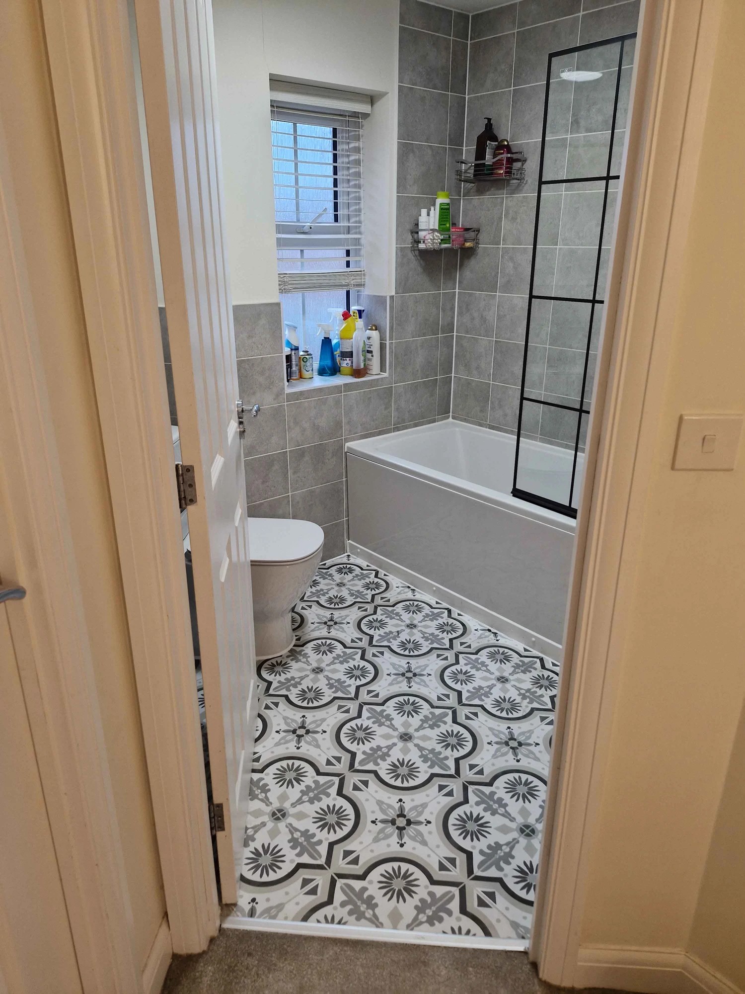 Bathroom Mosaic Floor Tiling and Shower